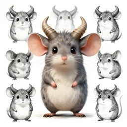 small rodent with horns and big ears monster sketches