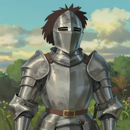 a portrait of a knight wearing armor in style of studio ghibli