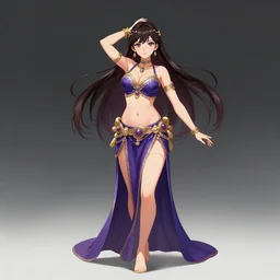 a feminine arab anime girl belly dancer, concept art by muqi, featured on pixiv, mingei, official art, full body, anime aesthetic