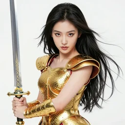 young river goddess, realistic proportions, sharp focus, beautiful face, in goldfish armor, wielding a fish sword, symmetrical, highly detailed, engraving kentaro miura manga art style trending on artstation 8 k