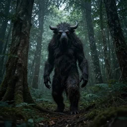 mysterious creature in the depth of the forest