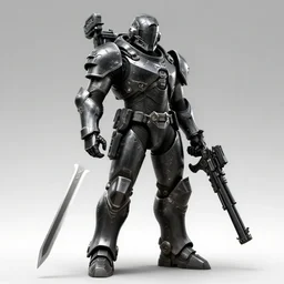 full body pose of a knight, soldier, scifi, in power armor, in mechasuit, futuristic sword, heavy gun, armored, helmet, military, heavy, black and white, concept art, bust portrait, nekro, tom bagshaw, craig mullins, ventail, exsokeleton, hyper realistic, hyper detailed
