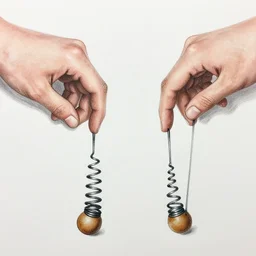 drawing of hands with dangling slinkies for fingers