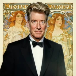 hyperrealist portrait of david lynch by jeremy mann and alphonse mucha, fantasy art, photo realistic, dynamic lighting, artstation, poster, volumetric lighting, very detailed faces, 4 k, award winning