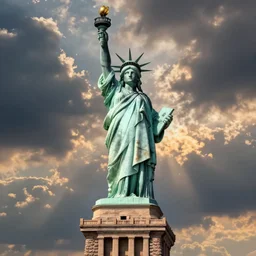 photo of the statue of liberty as a native indian with head dress, native american hoop dance, coper cladding