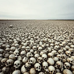 a huge pile of skulls that stretches to the horizon
