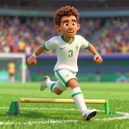 ronaldinho marcando um penalty em final de copa do mundo, estilo 3 d, artstation, ultra detalhado
