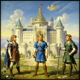 hyrule palace, legend of zelda, by jean - leon gerome, otto pilny, adrien henri tanoux, giulio rosati, orientalism painting