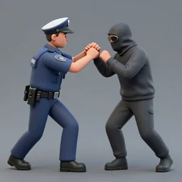 a cop beating up a robber, lowbrow, matte painting, 3 - d highly detailed
