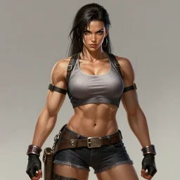 very muscled Amazon juri from streetfighter as a ruggedly mean looking heroine, intricate, elegant, highly detailed, centered, digital painting, artstation, concept art, smooth, sharp focus, illustration, art by artgerm and donato giancola and Joseph Christian Leyendecker, WLOP