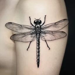 robotic detailed dragonfly tattoo stencil