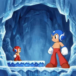 side scrolling megaman zero stage 1 the ice cave, studio ghibli, pixar and disney animation, sharp, rendered in unreal engine 5, highly detailed, digital painting, artstation, hollow knight, smooth, sharp focus, illustration, wide angle, wallpaper, splash art, promo art, dramatic lighting, art by artgerm and greg rutkowski and bo chen and jin xiaodi