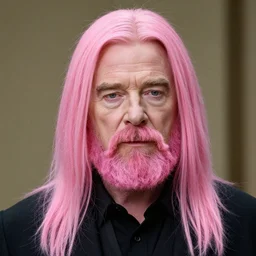 walter white with long pink hair and pink beard