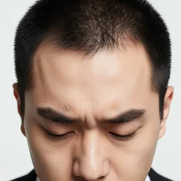 human with fat forhead