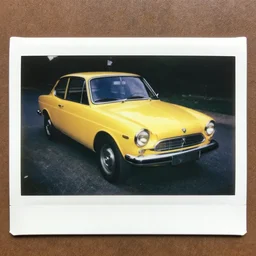 old polaroid shots of a yellow peugeot