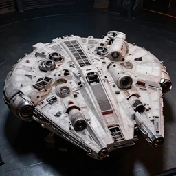 still of the millenium falcon from star wars, cinematic shot