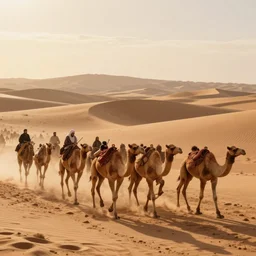 camel race in the desert, at sunset, artstation, elegant, highly detailed, digital painting, concept art, smooth, sharp focus, illustration, art by don bluth and michel ocelot and makoto shinkai and tom whalen and atey ghailan and akihiko yoshida