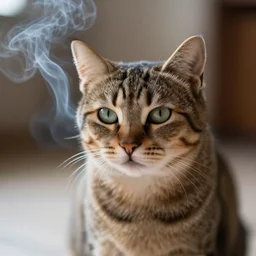 dslr photograph of cat smoking
