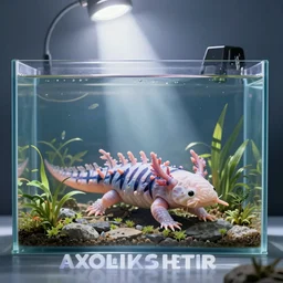 axolotl hosting party in his aquarium