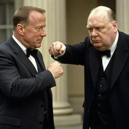 Bruce Willis as John McClane punching Winston Churchill
