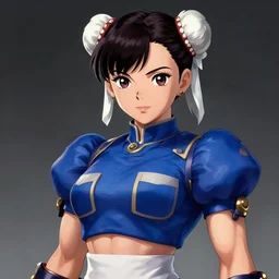 anime girl chun li, highly detailed, muscular, very beautiful face, digital art, pixiv fanbox, artstation, by greg rutkowski, wlop, miyazaki hayao