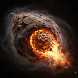 Digital art of a meteorite containing an insect hive burning up in the atmosphere, by Jessica Rossier  4k prehistoric geology space hubble start nebula