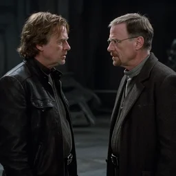 screenshot from the lost star wars film, the lost jedi, scene of saul goodman talking to walter white, iconic scene from star wars, directed by stanely kubrick, moody cinematography, with anamorphic lenses, crisp, detailed, 4 k