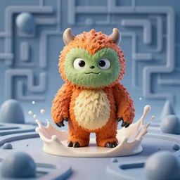 ebay product, beautiful cute, cute miniature resine action figure, maze, High detail photography, 8K, 3d fractals, cute pictoplasma, one simple ceramic tintoy fury fury fury fur monster Figure sculpture, surrounded by splashes, 3d primitives, in a Studio hollow, by pixar, by jonathan ive, cgsociety, simulation