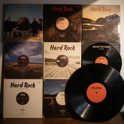 vinyl collection of hard rock music bands