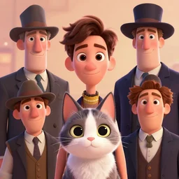 Lofi portrait with a cat, Pixar style by Joe Fenton and Stanley Artgerm and Tom Bagshaw and Tim Burton