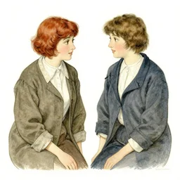 two friends chatting, illustration by edmund dulac