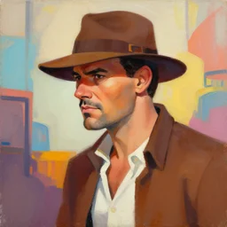 greg manchess portrait painting of indiana jones as overwatch character, medium shot, asymmetrical, profile picture, organic painting, sunny day, matte painting, bold shapes, hard edges, street art, trending on artstation, by huang guangjian, gil elvgren, ruan jia, randy vargas, greg rutkowski