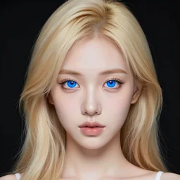 studio portrait of an absurdly beautiful japanese with blonde hair and glowing royal blue eyes teen in luxurious space suit in a scenic multiversal environment by james jean, amano yoshitaka, marc simonetti, jean giraud, martine johanna, josan gonzalez