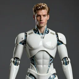 portrait of a futuristic blanco ceramic Spanish prince humanoid robot with a handsome face and muscular body, macho, piroca, dotado, gostoso, guapo, trending on cgsociety