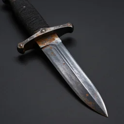 generate a sharp fine sword, well worked, rusty, edge rusty, dark, tint, post denoised, 4 k textured, macro zoom, dynamic lighting