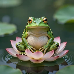 magical frog floating lotus position zen photorealistic, cinematic, intricate details, high resolution, 8 k