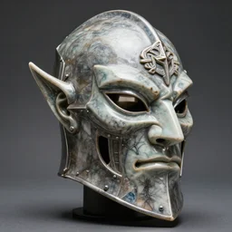 fantasy art ultra 4 k photo of a bizzare metal armor warrior knight mask made of ceramic carved by h. r. giger