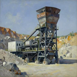 stone crushing plant in a quarry, stunning Charles Sheeler painting