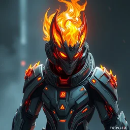 a triple a game concept art of an anthropomorphic flame in a futuristic cybersuit, art by cushart krentz and greg rutkowski, elegant, sharp focus, morandi color scheme, cyberpunk style, illustration, high quality, digital art, hyperrealism, octane render, commission art
