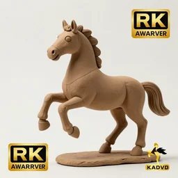 a horse prancing, made out of clay, photography, award winning, 4 k