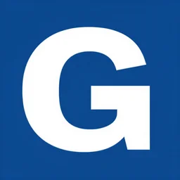 white text on a blue background - g