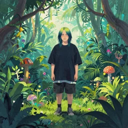 Billie Eilish exploring a tropical undiscovered world, by Goro Fujita, by Filip Hodas, by Beeple