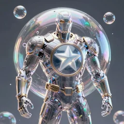 the thing from fantastic four made of transparent!! iridescent bubbles!!