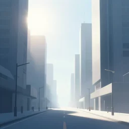 minimalistic cyberpunk city streets, minimalistic art, minimal, artstation, beautiful, sunflare, lighting