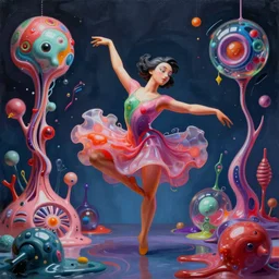 an extremely 4 k high quality hd surrealism 4 k painting of a 3 d perspective 4 k neon complimentary - colors cartoon 4 k surrealism 4 k melting 4 k sculpture gallery cast glass biological 4 k anatomical 4 k dancer 4 k by a much more skilled version of kandinskypicasso 4 k and salvia dali the fourth, salvador dali's much much much much more talented painter cousin, 8 k, ultra realistic, very realistic, nerves, veins, neurons, 4 k