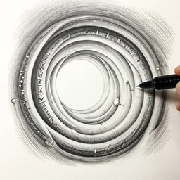 a micron pen drawing of a wormhole, intricate