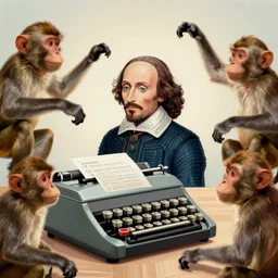 give 1 million monkeys 1 million typewriters and they'll eventually type the entire works of william shakespeare.