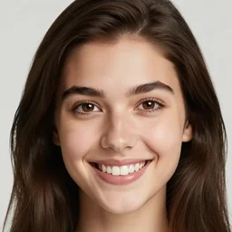 a beautiful girl from minnesota, brunette, joyfully smiling at the camera opening her brown eyes. thinner face, irish genes, dark chocolate hair colour, wearing university of minneapolis coat, perfect nose, morning hour, plane light, portrait, minneapolis as background. healthy, athletic, in her early 2 0 s