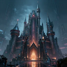 a cyberpunk castle