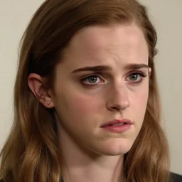 photo of emma watson with a disappointed facial expression, feeling disappointment, detailed face, hyperdetailed, artstation, cgsociety, 8 k